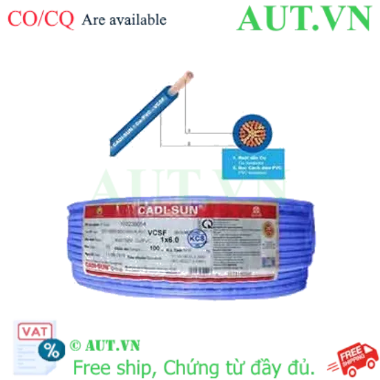 Ảnh của Dây điện đơn mềm ruột đồng CADISUN VCSF 1x6.0-BL 