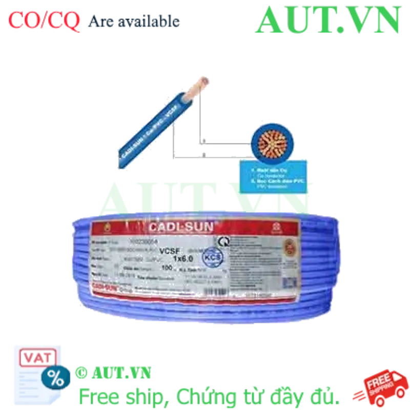 Ảnh của Dây điện đơn mềm ruột đồng CADISUN VCSF 1x6.0-BL 