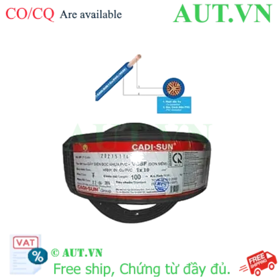 Ảnh của Dây điện đơn mềm ruột đồng CADISUN VCSF 1x10.0-B 