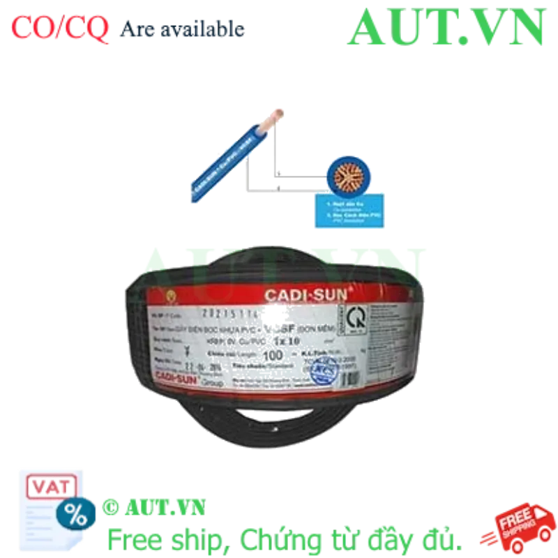 Ảnh của Dây điện đơn mềm ruột đồng CADISUN VCSF 1x10.0-B 