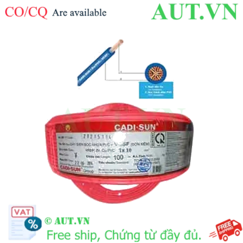 Ảnh của Dây điện đơn mềm ruột đồng CADISUN VCSF 1x10.0-R 
