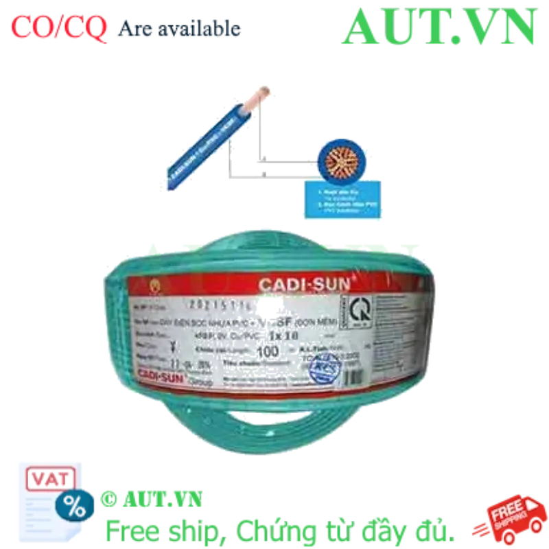 Ảnh của Dây điện đơn mềm ruột đồng CADISUN VCSF 1x10.0-G 