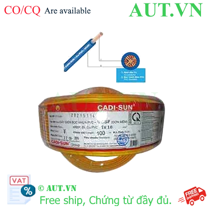 Ảnh của Dây điện đơn mềm ruột đồng CADISUN VCSF 1x10.0-Y 
