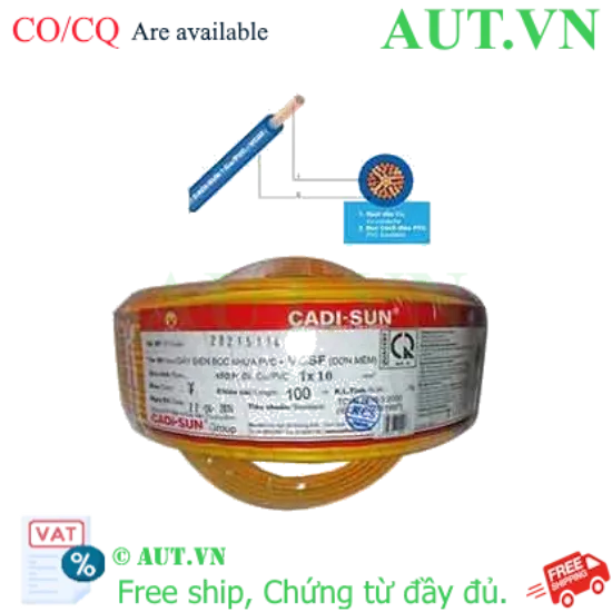 Ảnh của Dây điện đơn mềm ruột đồng CADISUN VCSF 1x10.0-Y 