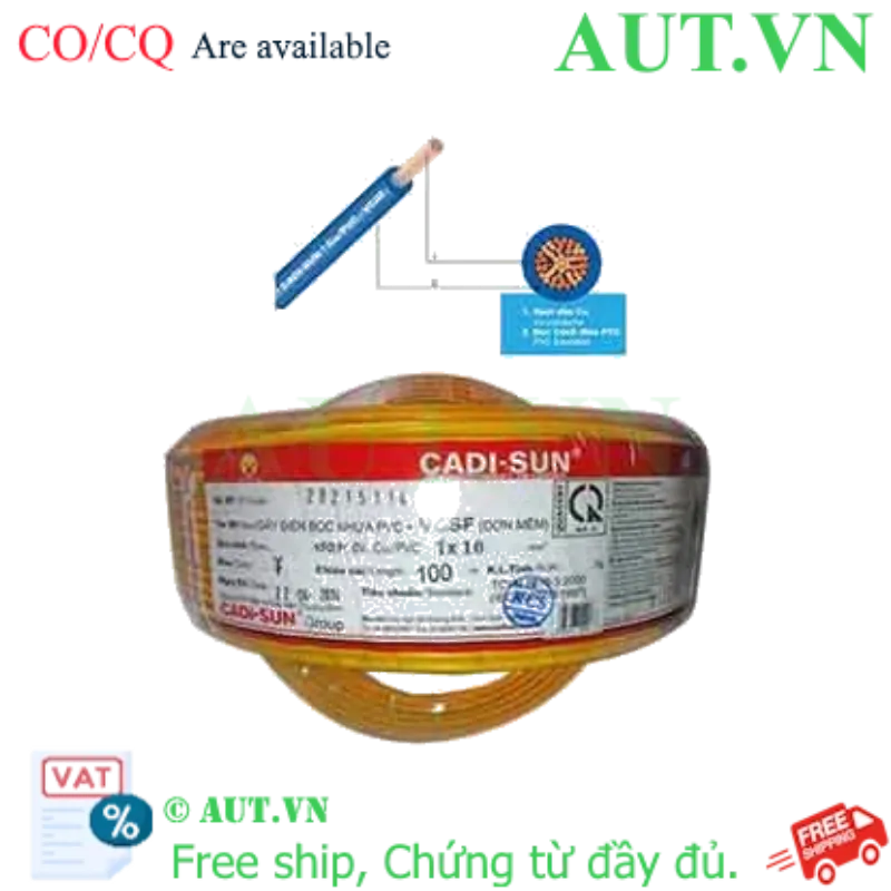 Ảnh của Dây điện đơn mềm ruột đồng CADISUN VCSF 1x10.0-Y 