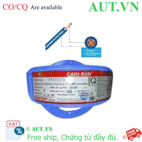 Ảnh của Dây điện đơn mềm ruột đồng CADISUN VCSF 1x10.0-BL 