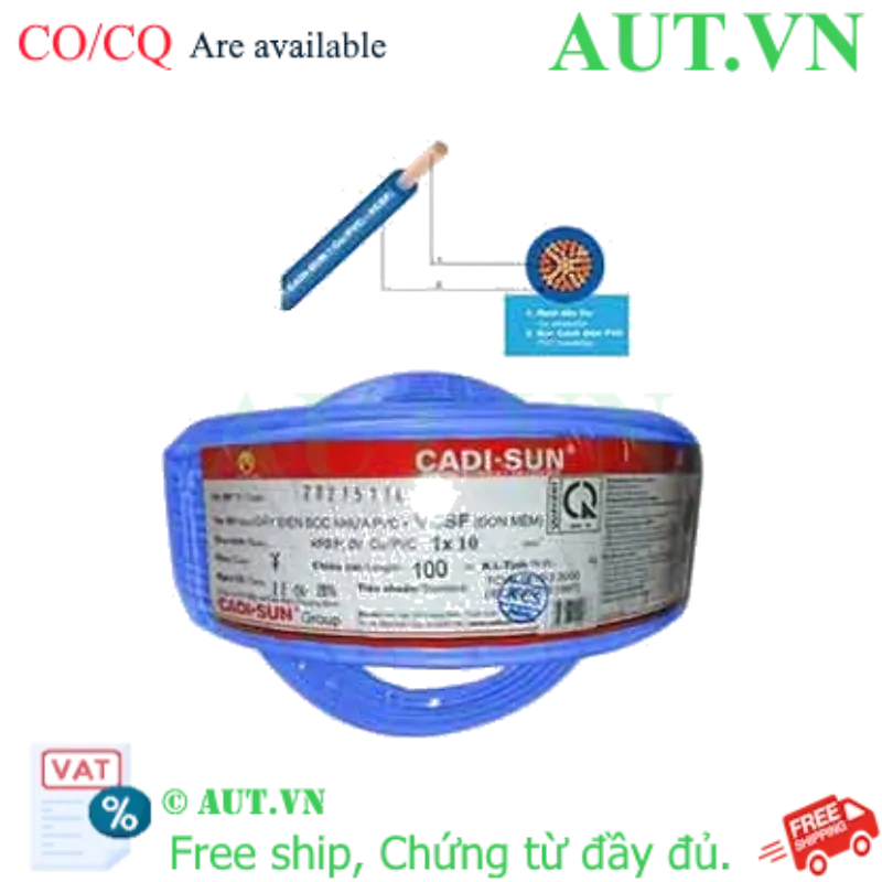Ảnh của Dây điện đơn mềm ruột đồng CADISUN VCSF 1x10.0-BL 