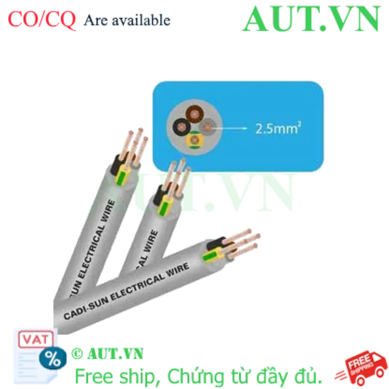 Ảnh của Dây cáp điện (Cu/PVC/PVC) CADISUN VCTF 4x2.5 .