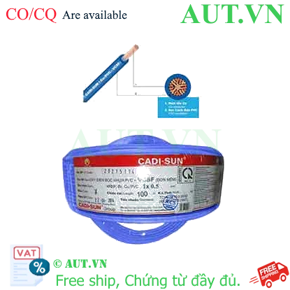 Ảnh của Dây điện đơn mềm ruột đồng CADISUN VCSF 1x0.5-BL 