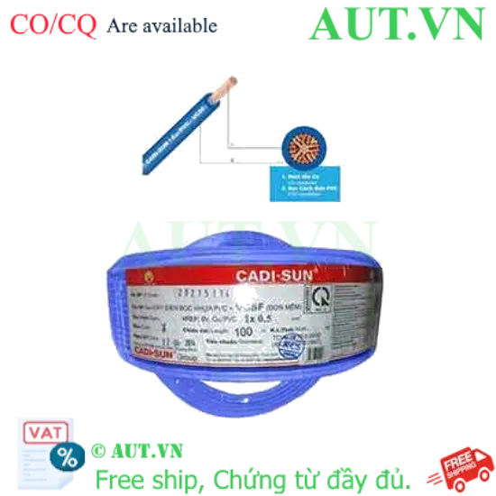 Ảnh của Dây điện đơn mềm ruột đồng CADISUN VCSF 1x0.5-BL 