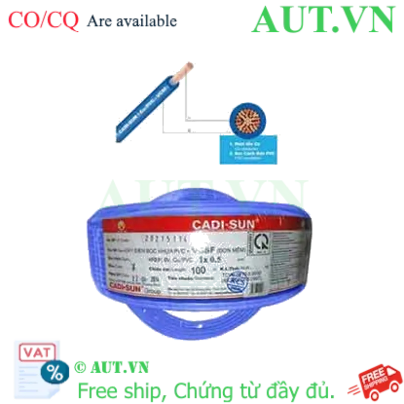 Ảnh của Dây điện đơn mềm ruột đồng CADISUN VCSF 1x0.5-BL 