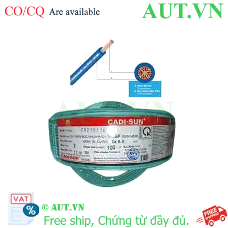 Ảnh của Dây điện đơn mềm ruột đồng CADISUN VCSF 1x0.5-G 