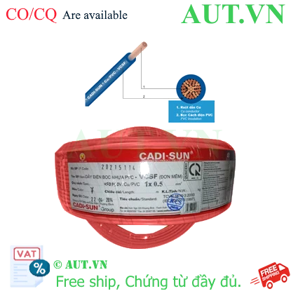 Ảnh của Dây điện đơn mềm VCSF 1x0.5-R Cadisun chính hãng