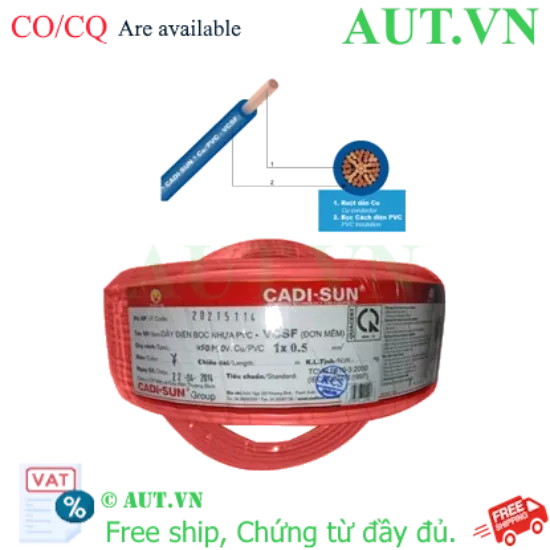 Ảnh của Dây điện đơn mềm VCSF 1x0.5-R Cadisun chính hãng