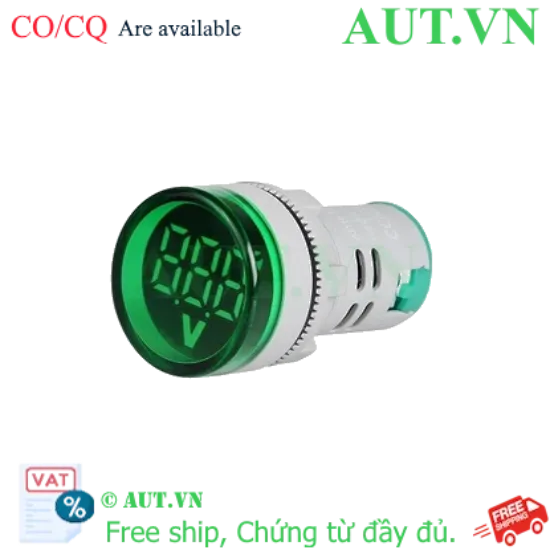 Ảnh của Đèn báo xanh có hiển thị điện áp 20V-500V, 22mm