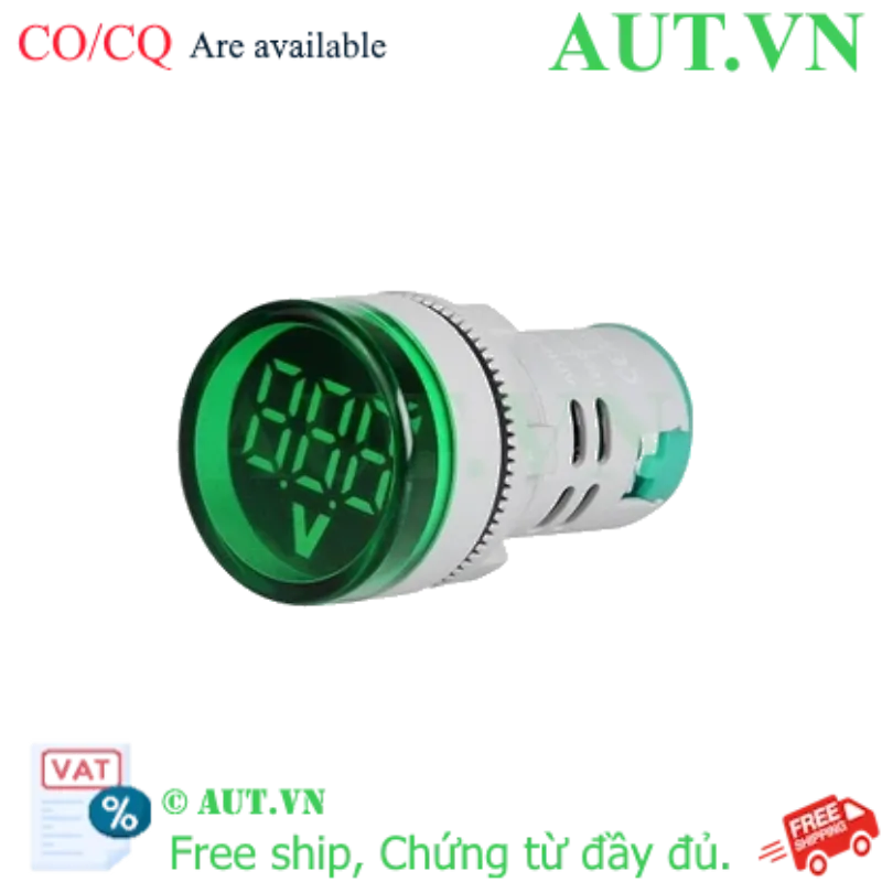 Ảnh của Đèn báo xanh có hiển thị điện áp 20V-500V, 22mm