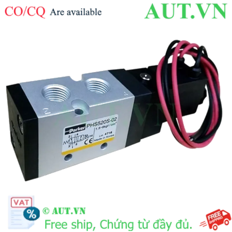 Ảnh của Van điện từ Parker PHS-520S-02-220V 5 cửa 2 vị trí, 1 Coil, Ren 13