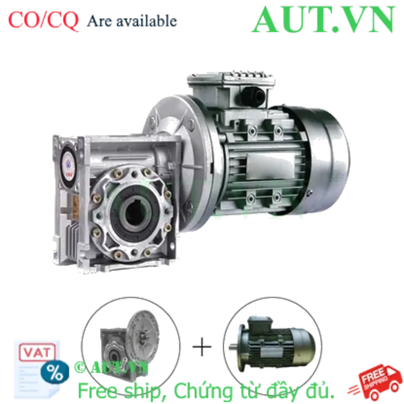 Ảnh của Động cơ điện 3 Pha 3kW + Hộp giảm tốc NMRV-090 cốt 35mm