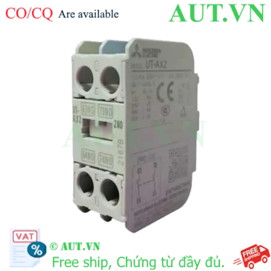 Ảnh của Tiếp điểm phụ Mitsubishi UT-AX2 2A (2NO) - Lắp Mặt Trước, Chính Hãng, Độ Bền Cao | AUT VN