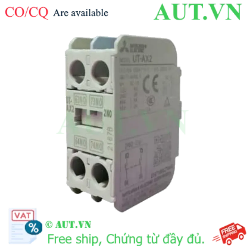 Ảnh của Tiếp điểm phụ Mitsubishi UT-AX2 2A (2NO) - Lắp mặt trước, Chính hãng AUT VN