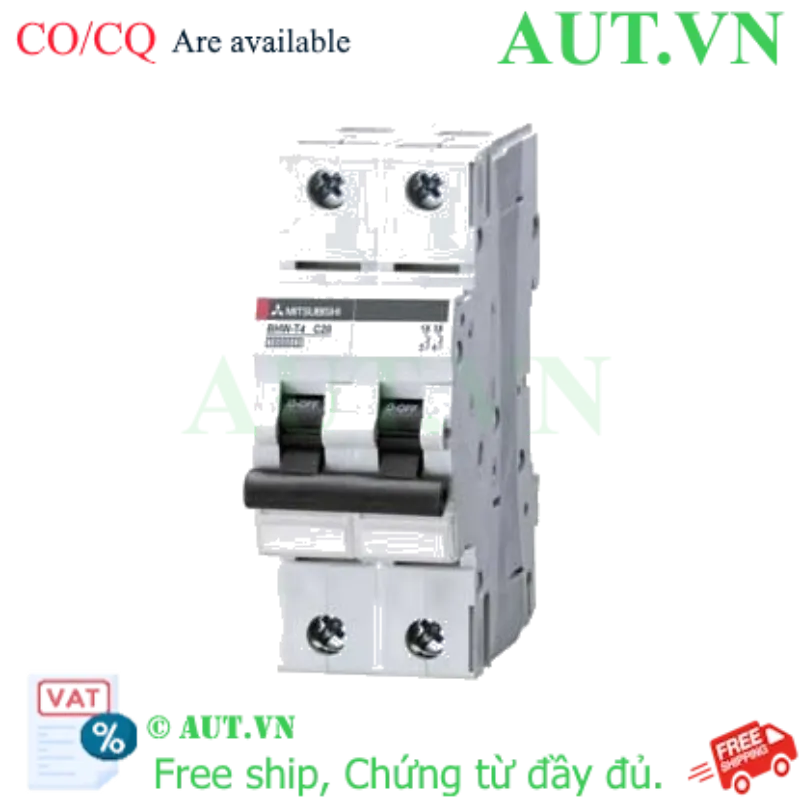 Ảnh của Aptomat MCB Mitsubishi BHW-T4 2P 20A - 4.5kA, Đặc Tuyến C, Chống Quá Tải & Ngắn Mạch