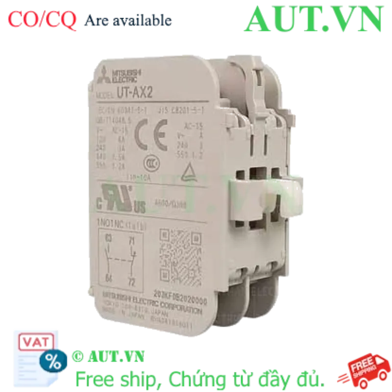 Ảnh của Tiếp điểm phụ Mitsubishi UT-AX2 1A1B (1NO+1NC) | Lắp mặt trước, Chính hãng | AUT VN