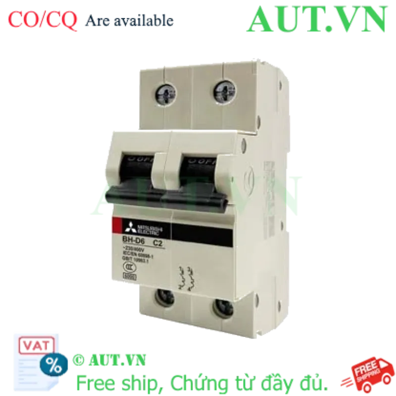 Ảnh của MCB Mitsubishi BH-D6 2P 2A 6kA C N