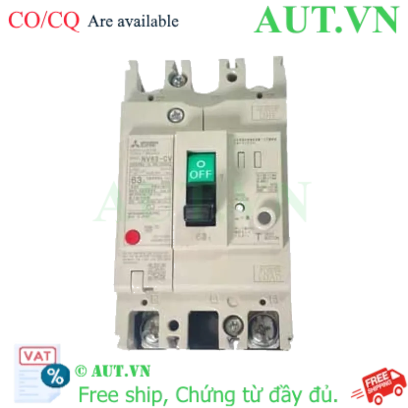 Ảnh của CB chống giật Mitsubishi NV63-CV 2P 63A 7.5kA 30mA