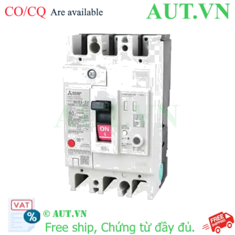 Ảnh của CB chống giật Mitsubishi NV63-SV 3P 60A 7.5kA 30mA
