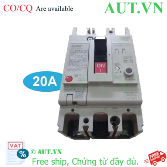Ảnh của CB chống giật Mitsubishi NV63-SV 2P 20A 15kA 30mA