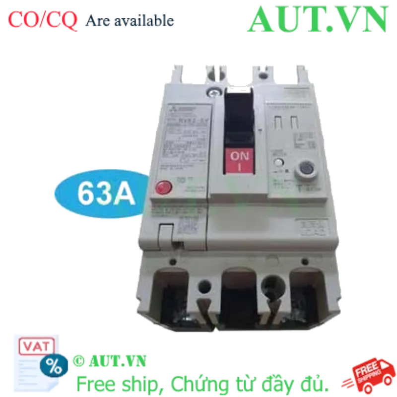 Ảnh của CB chống giật Mitsubishi NV63-SV 2P 63A 15kA 30mA