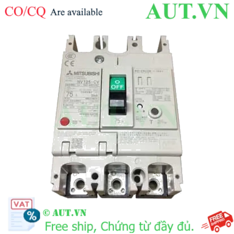 Ảnh của CB chống giật Mitsubishi NV125-CV 3P 75A 10kA 1.2.500mA