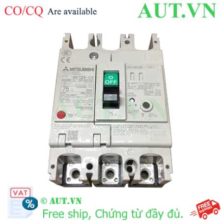 Ảnh của CB chống giật Mitsubishi NV125-CV 3P 75A 10kA 1.2.500mA TD