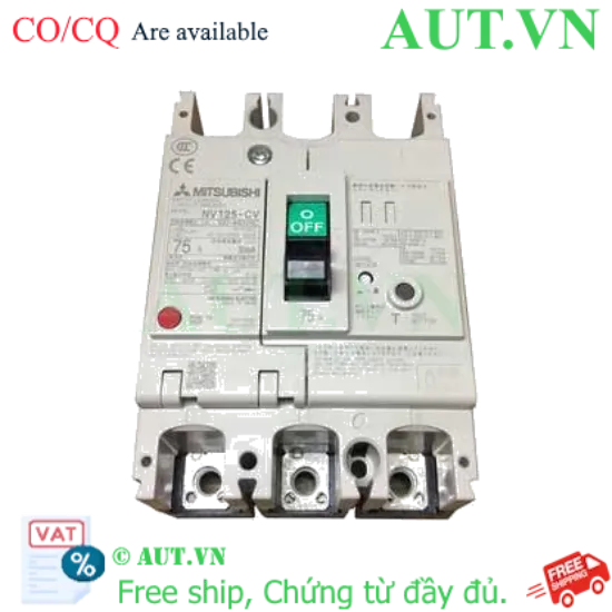 Ảnh của CB chống giật Mitsubishi NV125-CV 3P 75A 10kA 1.2.500mA TD