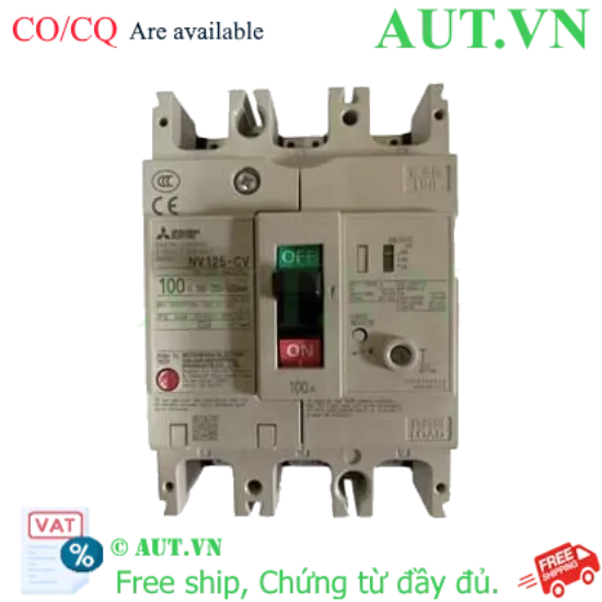 Ảnh của CB chống giật Mitsubishi NV125-CV 3P 100A 10kA 1.2.500mA