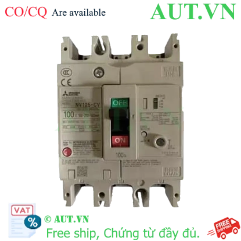 Ảnh của CB chống giật Mitsubishi NV125-CV 3P 100A 10kA 1.2.500mA