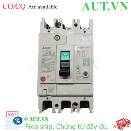 Ảnh của CB chống giật Mitsubishi NV32-SV 3P 20A 5kA 30mA
