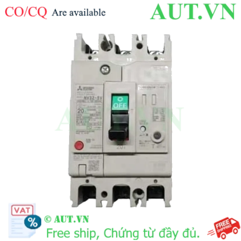 Ảnh của CB chống giật Mitsubishi NV32-SV 3P 20A 5kA 30mA