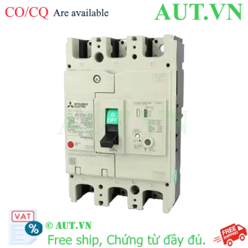 Ảnh của CB chống giật Mitsubishi NV250-CV 3P 200A 25kA 1.2.500mA