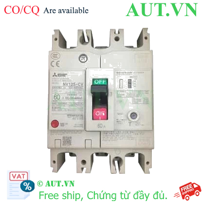 Ảnh của CB chống giật Mitsubishi NV125-CV 3P 60A 10kA 1.2.500mA TD