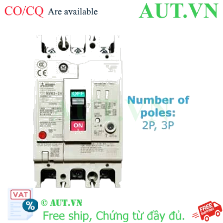 Ảnh của CB chống giật Mitsubishi NV63-SV 2P 40A 15kA 30mA