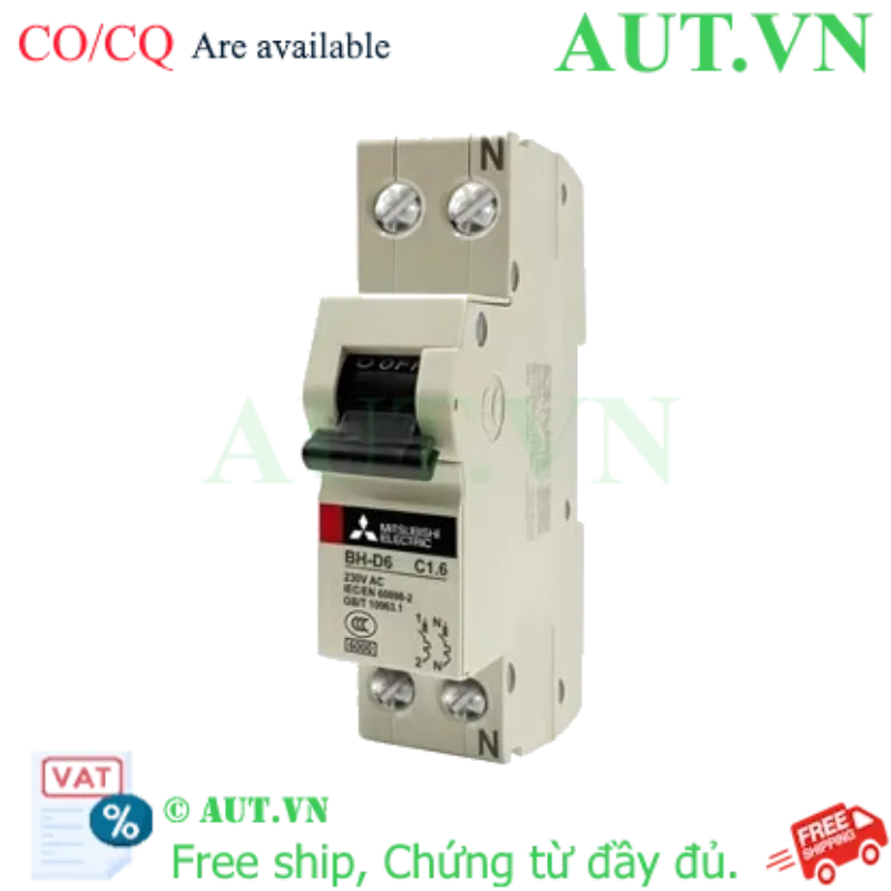Ảnh của MCB Mitsubishi BH-D6 1PN 1.6A 6kA C N