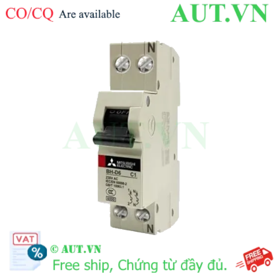 Ảnh của MCB Mitsubishi BH-D6 1PN 1A 6kA C N