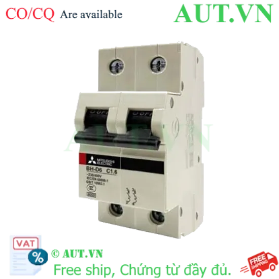 Ảnh của MCB Mitsubishi BH-D6 2P 1.6A 6kA C N