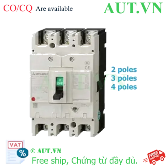 Ảnh của MCCB Mitsubishi NF160-HGV 2P 125-160A 100KA