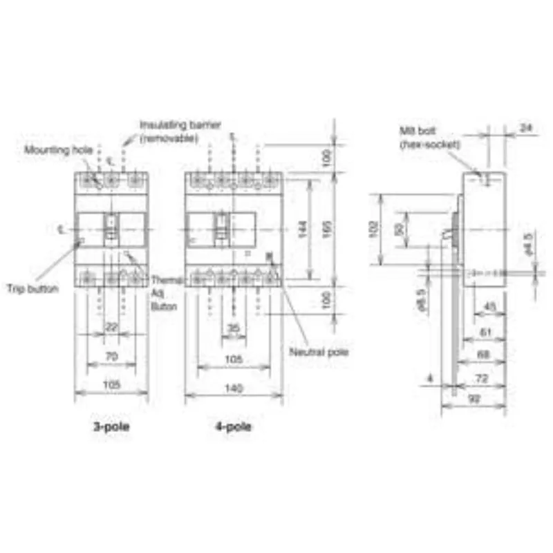 Ảnh của MCCB Mitsubishi NF160-SGV 2P 125-160A 85KA