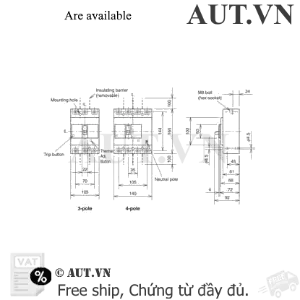 Ảnh của MCCB Mitsubishi NF160-SGV 4P 125-160A 36kA