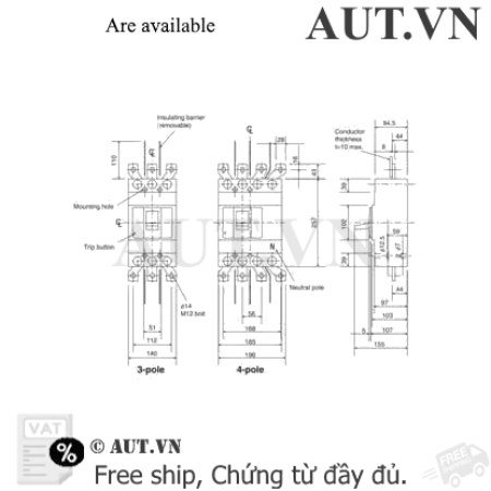 Ảnh của MCCB Mitsubishi NF630-HEW 4P 630A 70kA