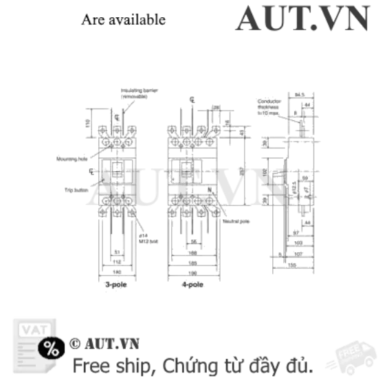 Ảnh của MCCB Mitsubishi NF630-HEW 4P 630A 70kA