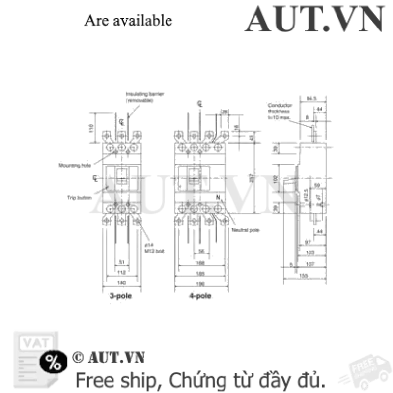 Ảnh của MCCB Mitsubishi NF630-HEW 4P 630A 70kA